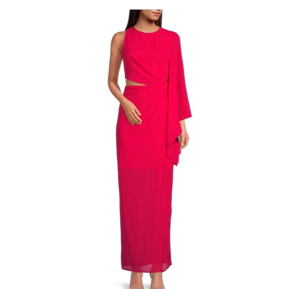 Badgley Mischka One Shoulder Fuchsia Dress